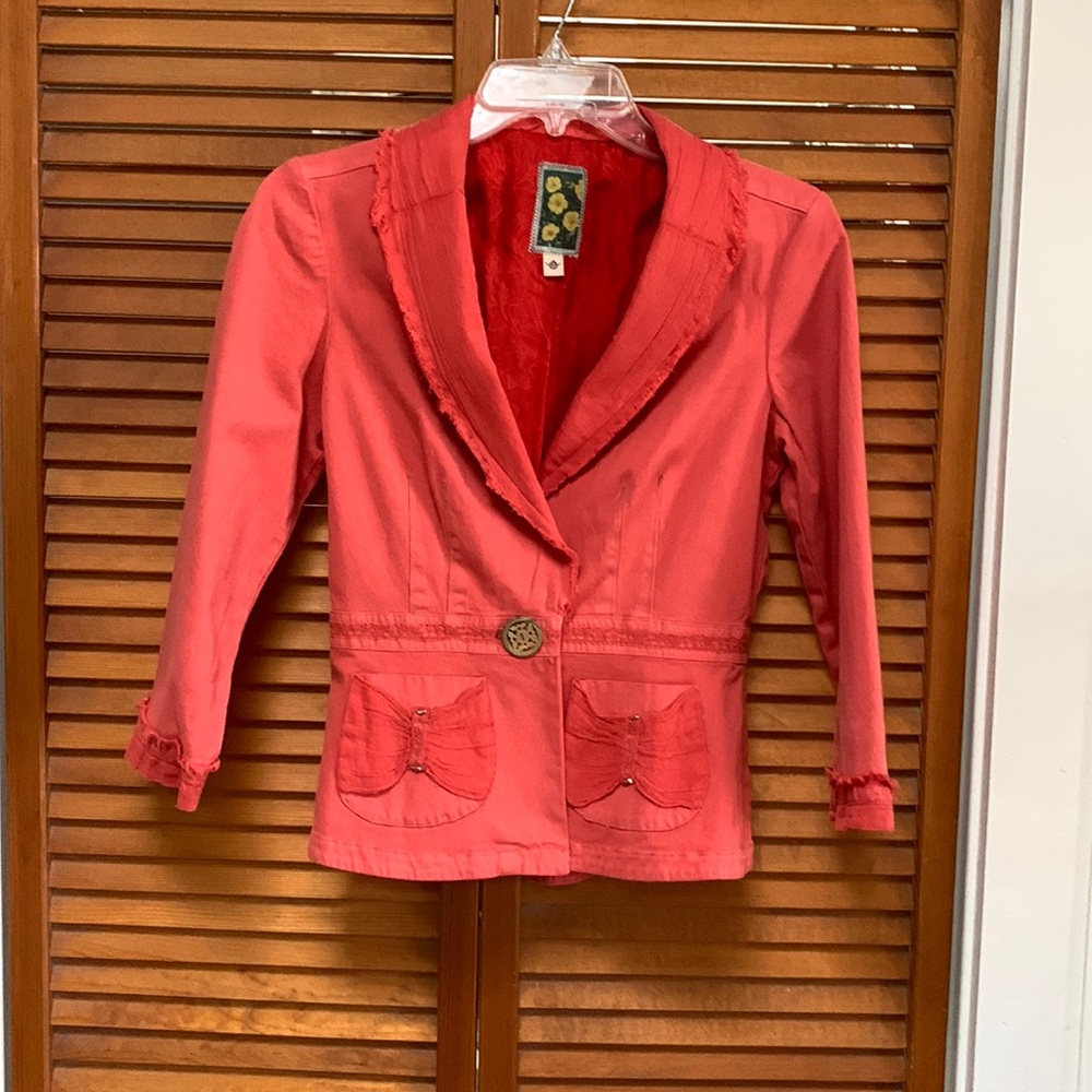Burning Torch Jacket, Small, Orange, 3/4 Length Sleeves, Excellent Condition